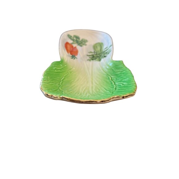 Unique Farmhouse Kitchen Style Vintage Celery Shaped Ceramic Spoon Rest / Tray - Picture 7 of 13